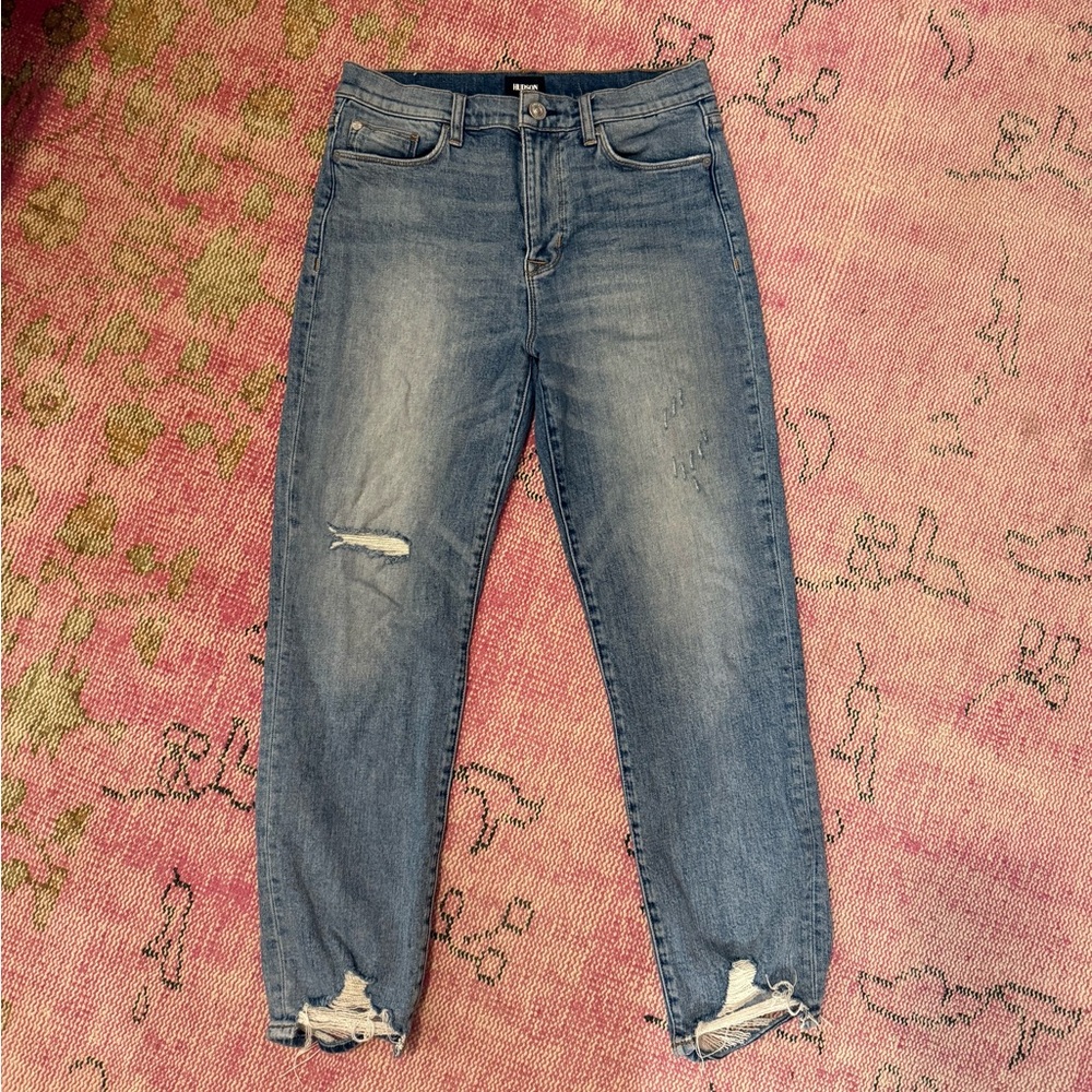 Hudson High Rise Zoeey Stright Crop Distressed Acid Wash Size 29